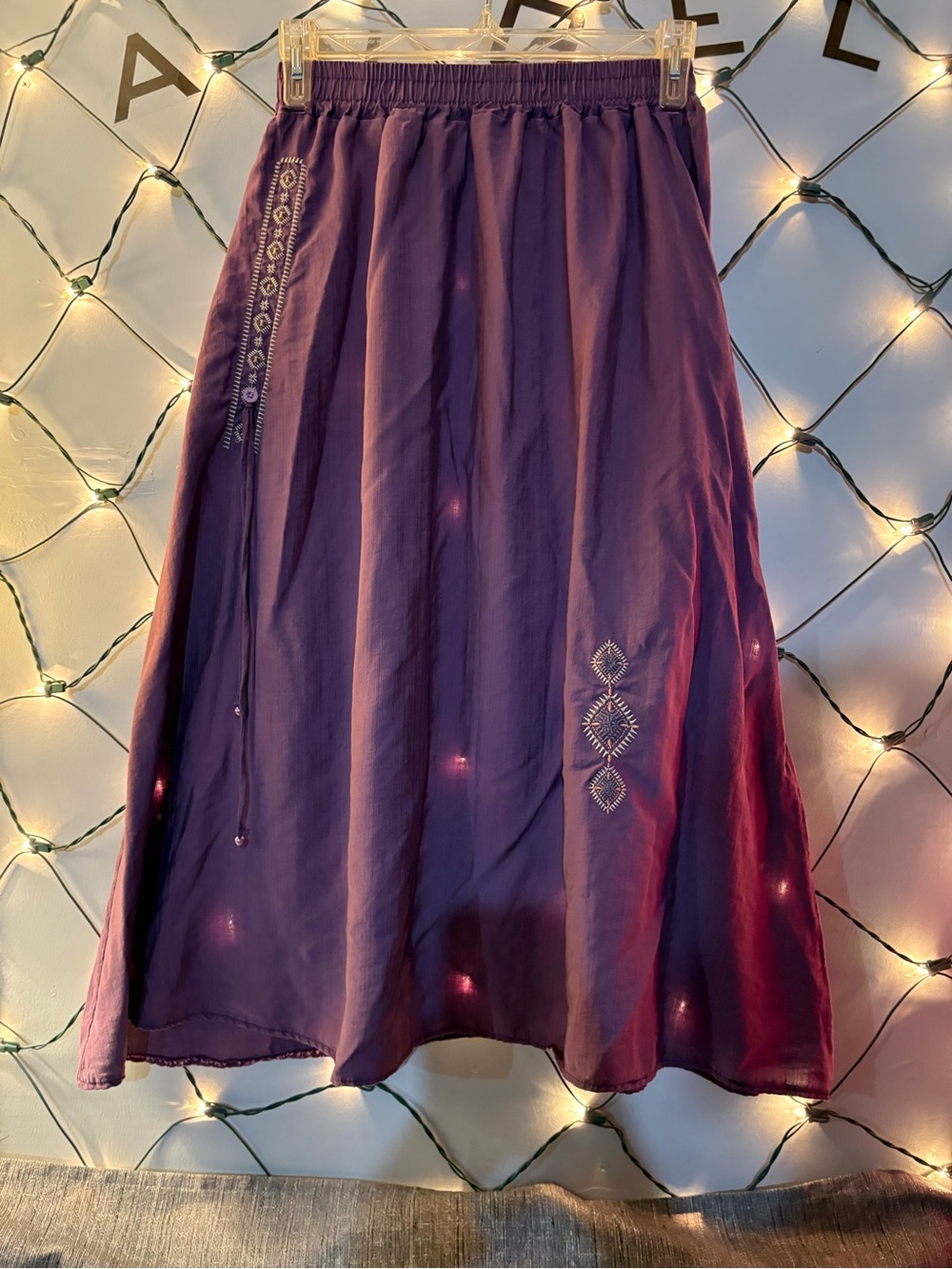 No tag Bohemian Purple Embroidered Maxi Skirt 12↔️35↕️ #1818